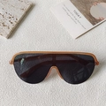 Occhiali da sole retrò semi-perimetrali con montatura marrone e lenti scure a maschera - Marrone
