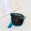 Blue foldable polarized sunglasses for children with square frames and dark lenses - Blue