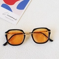 Kids vintage hexagonal sunglasses with black gold frames and orange tinted lenses - Black Frame Orange Lens