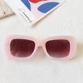 Light pink oval sunglasses with wide temples and dark brown gradient lenses on white surface - Jelly Pink