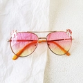 Child aviator sunglasses with pink gradient lenses and unicorn metal frame detail - Gold Metal Frame-Pink Yellow Gradient Lens / Pink Yellow