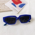 Unregelmäßige königsblaue Cat-Eye-Sonnenbrille mit dickem Rahmen und dunklen Gläsern - Königsblau