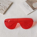 Occhiali da sole oversize alla moda con lenti rosse traslucide e montatura bianca opaca - Rosso
