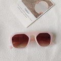 Trendy pale pink chunky square sunglasses with gradient brown lenses in a modern style - Jelly Pink