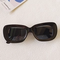 Minimalist black rectangular sunglasses with wide temples and dark grey lenses - Black Frame Full Grey