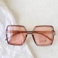 Kids square sunglasses with translucent dark grey frames and pink UV400 lenses - Clear Grey Pink Lens