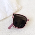 Foldable purple polarized square sunglasses for kids with silver metal trim detail - Purple