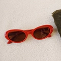 Kids vintage red oval sunglasses with UV400 protection and silver rivet accents - Orange