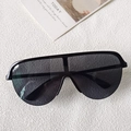 Occhiali da sole pilot neri oversize con montatura piatta e lenti grigio scuro alla moda - Nero e Grigio
