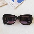 Classic rectangle black sunglasses with purple gradient lenses and wide temples - Black Frame Double Grey