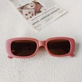 Lunettes de soleil rétro pour enfants monture rectangulaire rose Morandi et verres bruns - Rouge pastèque