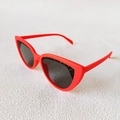 Cat eye sunglasses with red frame and leopard print eyebrow detail and dark grey lenses - Orange Red