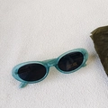 Kids vintage oval sunglasses in glitter light blue with UV 400 protection lenses - Blue