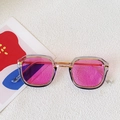 Lunettes de soleil vintage enfant, verres roses et monture en métal gris transparent - Monture Gris Transparent Verre Rose