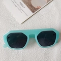 Chic oversized mint green geometric hexagonal sunglasses with dark lenses and thick frame - Jelly Green
