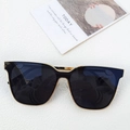Lunettes de soleil carrées oversize avec verres noirs et monture en métal doré chic - Cadre Doré Gris Complet