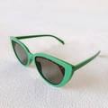 Cat eye sunglasses in vibrant green finish with tortoiseshell browline detail and dark lenses - Green Gray