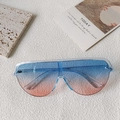 Fashionable oversized gradient sunglasses with blue-pink lenses and transparent frame - Blue Pink