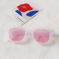 Lunettes de soleil vagues roses avec monture blanche transparente pour filles - Monture Blanche Transparente Verres Roses