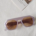 Chic oversized lavender translucent sunglasses with brown lenses and matte finish - Jelly Purple
