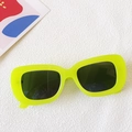 Neon yellow rectangular Y2K sunglasses with thick frames and black UV protective lenses - Fluorescent Yellow