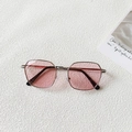 Detail of pink transparent lenses and slim silver metal frames for kids sunglasses - Pink