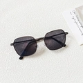 Close-up of kids square metal sunglasses with dark lenses and adjustable nose pads - Solid Grey