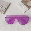 Fashionable oversized wrap-around sunglasses in vibrant purple with a semi-rimless frame - Purple