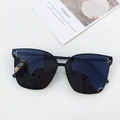 Classic black oversized square sunglasses with signature silver triple stud rivets - Black Frame Full Grey
