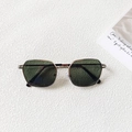 Children's vintage silver metal sunglasses with dark green hexagonal lenses - Dark Green