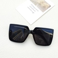 Classic oversized black square frame sunglasses with dark lenses on textured background - Black and Gray
