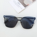 Oversized square sunglasses with dark lenses and silver frame featuring triple dot studs - Gold Frame Light Grey