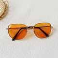 Trendy kids vintage sunglasses with gold metal frame and orange yellow lenses - Orange