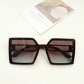 Oversized square sunglasses in deep red with gradient lenses and thick frame design - Burgundy