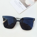 Oversized silver metal square sunglasses with black lenses and double stud accents - Gold Frame Full Grey