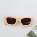 Kids orange matte rectangular sunglasses with UV400 protection on white textured background - Orange