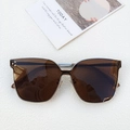 Fashionable oversized square sunglasses with brown gradient lenses and silver metal frames - Gold Frame Brown Lens