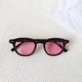 Vintage zonnebril voor kinderen met zwart montuur en trendy roze transparante glazen - Roze