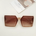 Stylish square sunglasses featuring tea-colored transparent frames and gradient brown lenses - Champagne
