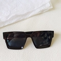 Flat lay of square oversized black sunglasses on white textured background - Dark Grey