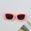 Matte pink polygonal kids sunglasses with UV400 protection and dark grey lenses - Deep Pink