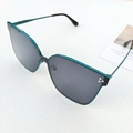 Oversized teal resin sunglasses with dark grey UV lenses and rivet detail accent - Green Frame Grey Lens