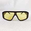 Front view of stylish oversized matte black sunglasses with vibrant yellow lenses - Black Frame Yellow Lens