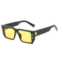 Square fashion sunglasses featuring black resin frames and vibrant yellow lenses - Black Frame Yellow Lens