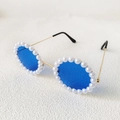 Occhiali da sole rotondi per bambini con lenti blu e montatura con perle bianche - Blu Oceano