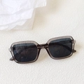 Retro square leopard print sunglasses with dark grey resin frame and black lenses - Transparent Gray Frame & Gray Lenses
