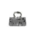 Borsa da sera in acrilico con motivo marmo nero grigio e manico in argento artistico - Grigio
