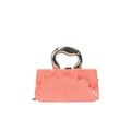 Pink marble acrylic evening bag with silver horseshoe metal handle and crossbody chain - Pink