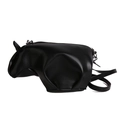 Quirky black cow shaped crossbody bag with silver zipper and leather shoulder strap - Black