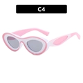 Occhiali da sole ovali rosa e bianchi in stile hip-hop bicolore alla moda per 2025 - Montatura Rosa Lente Grigia (C4)